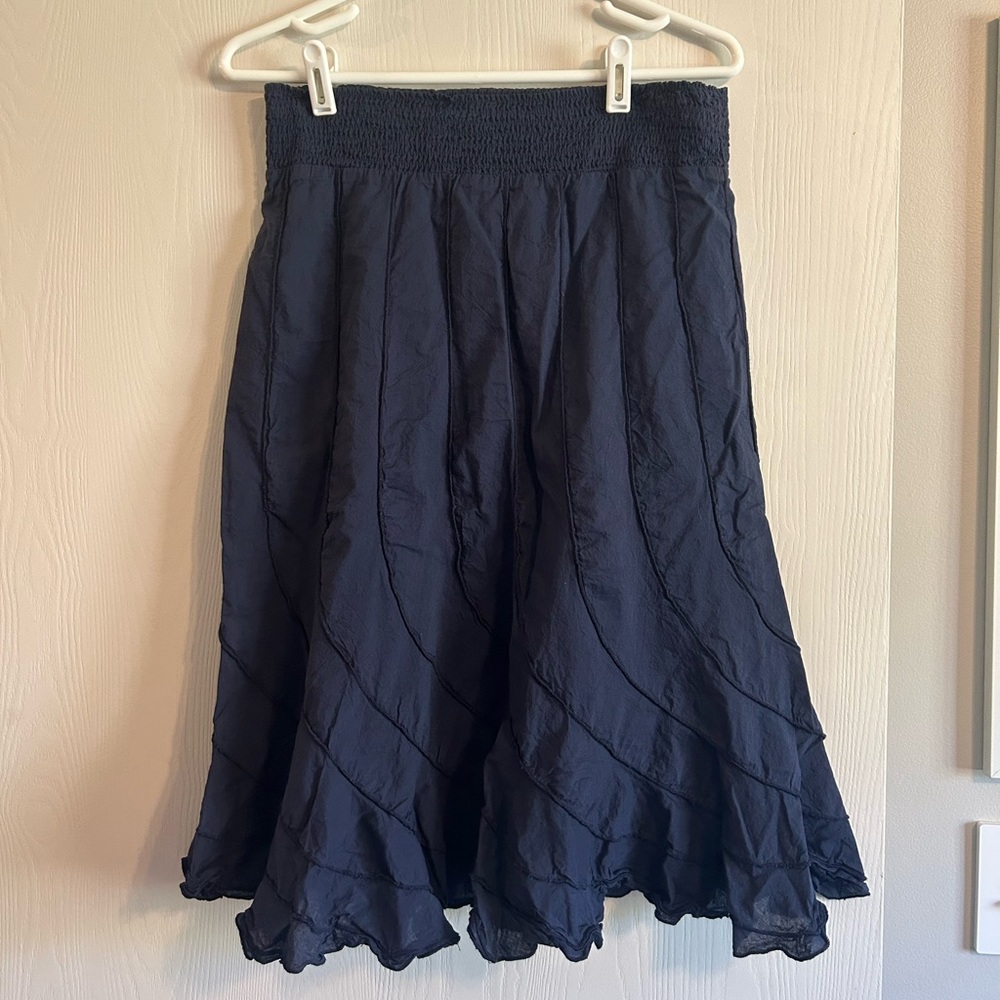 Grace Elements Midi Navy Casual Flowy Skirt - Picture 2 of 3